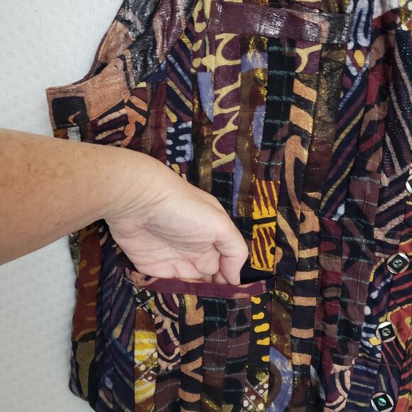 NADYA Art to Wear Reversible Patchwork Batik Vest M-L Whimsical. One Of A Kind - Picture 11 of 15